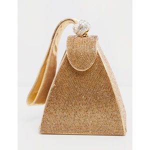 PLT Gold Diamanté Pyramid Mini Bag